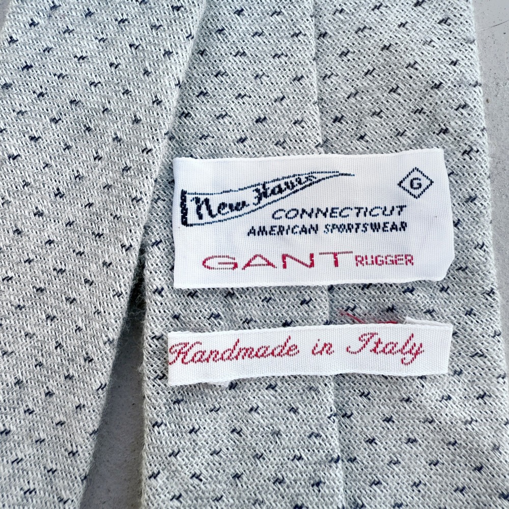 GANT Rugger Tie Cotton‎ Cashmere Handmade in Italy Gray Micro Dot